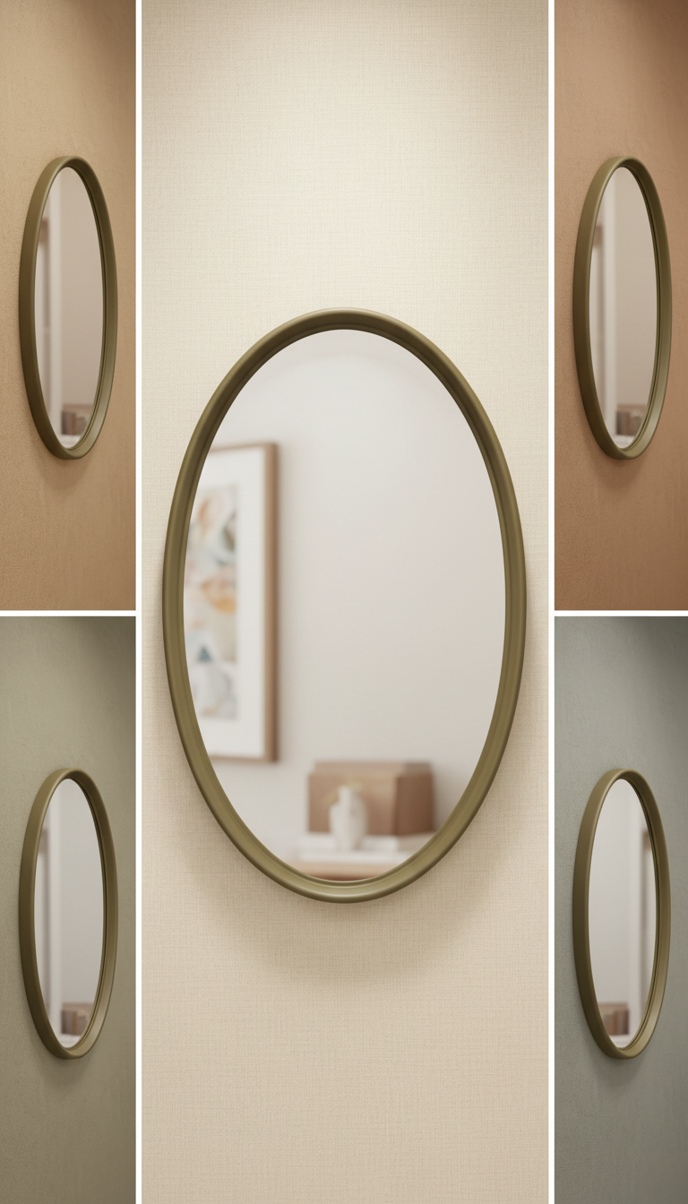 Urban Olive Ellipse Mirror In Metal
